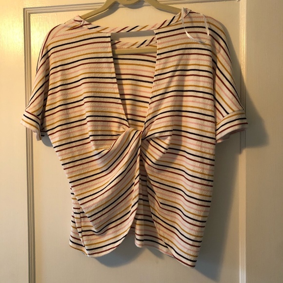 Perry White Multi Striped Twist-Back Tee - Picture 5 of 6